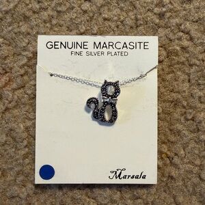 Marsala Silver Plated Cat Pendant Necklace